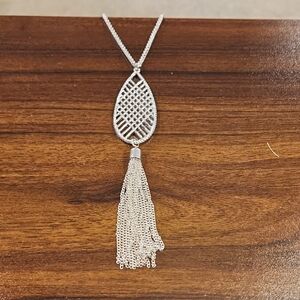 Kim Rogers Silver Lattice Tassel Necklace